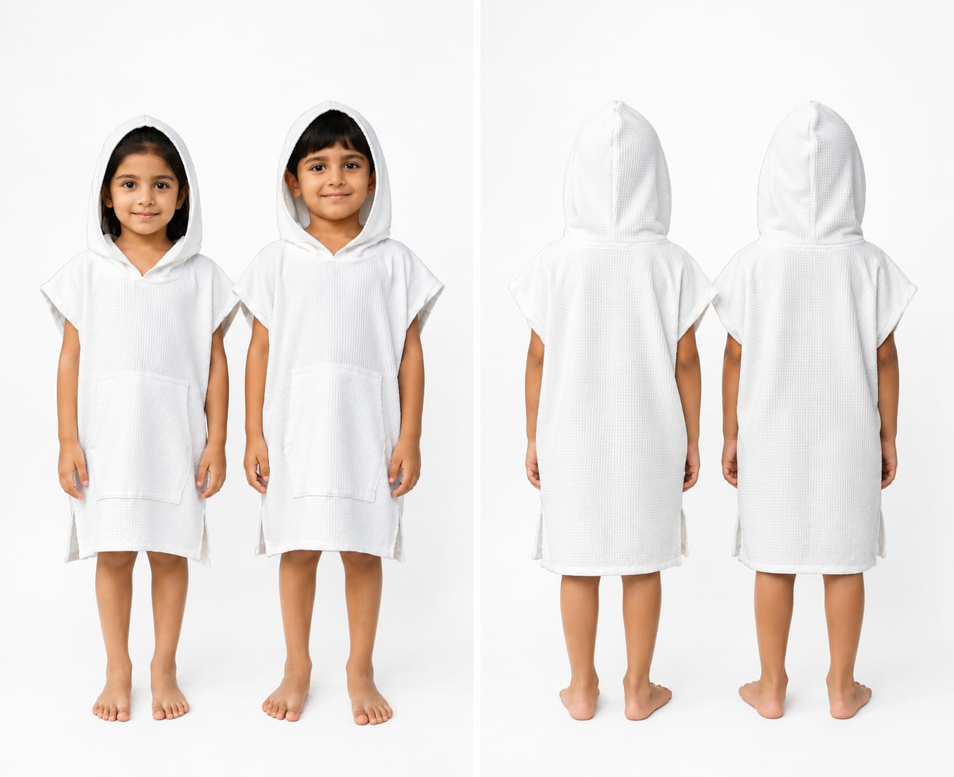 Kids Hooded Waffle Beach Poncho