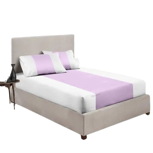 Lilac And White Color Fitted Bed Sheet