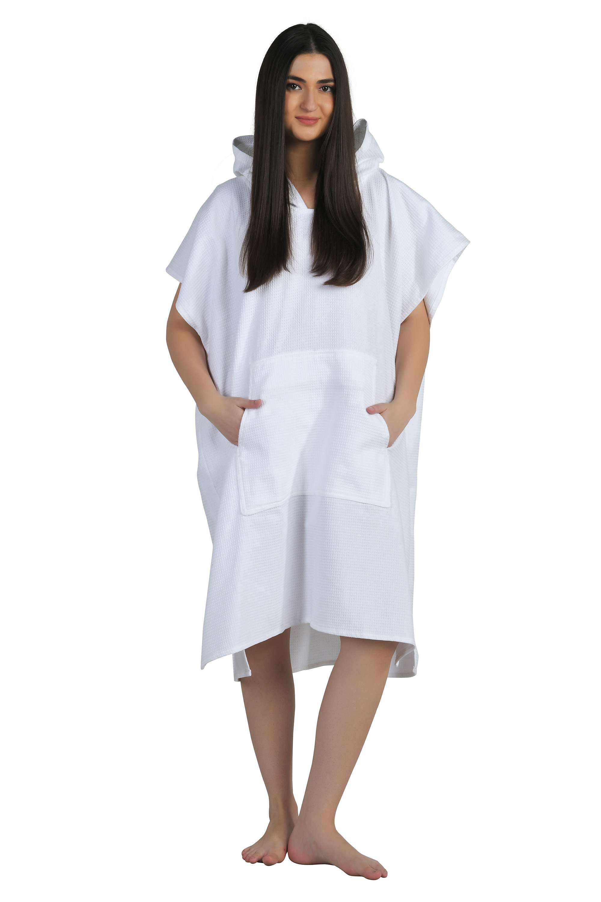 Waffle Hooded Adult Unisex Beach Poncho - Color: Multiple