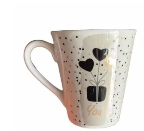 150ml White Printed Ceramic Coffee Mug