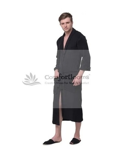 250 GSM Gents Black Cotton Bathrobe