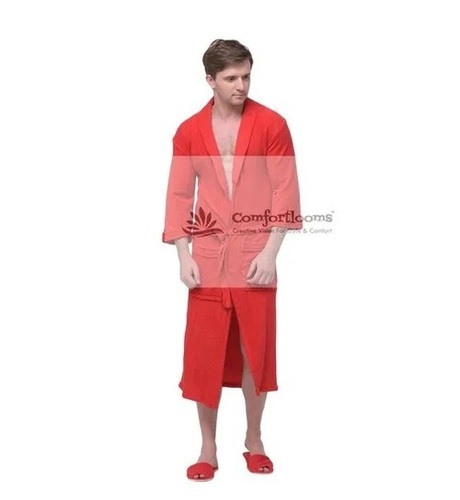 250 GSM Gents Red Cotton Bathrobe