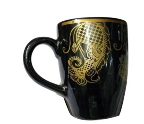250ml Black Printed Ceramic Coffee Mug
