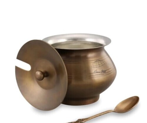 Brass Ghee Pot With Spoon