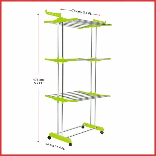 Green Stainless Steel Cloth Drying Stand