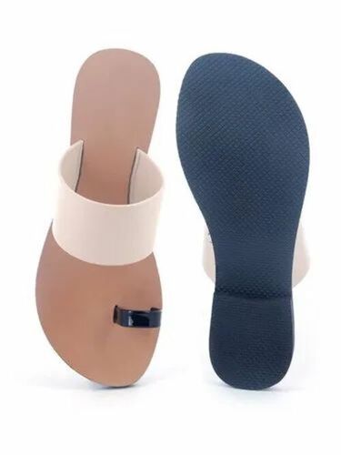 Ladies Beige Toe Ring Flat Sandals