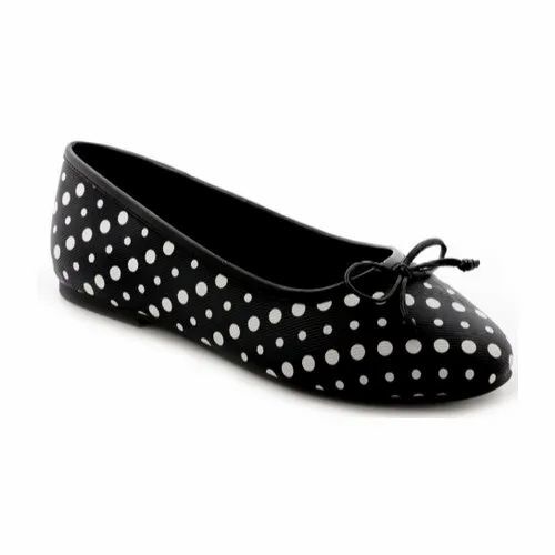 Ladies Polka Dot Black Ballerina Shoes