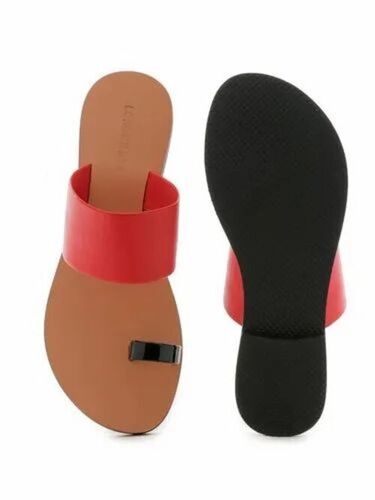 Ladies Red Toe Ring Flat Sandals