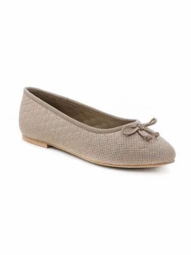 Ladies Stitched Beige Ballerina Shoes