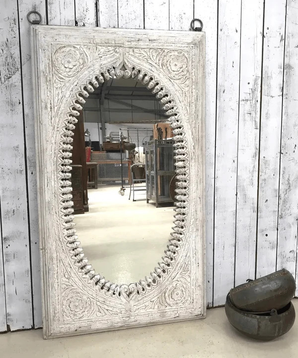 Rustic Brown Distressed Wooden Mirror Frame - Application: Home
