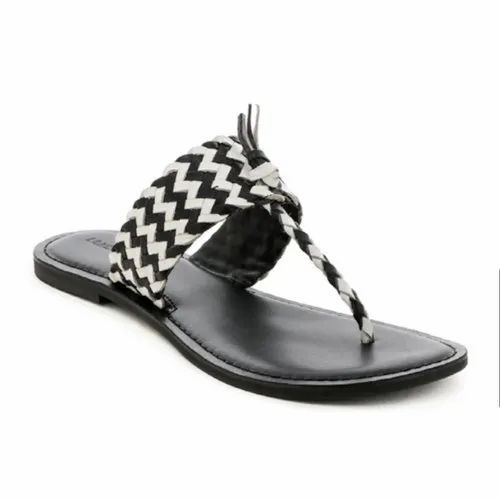 Women Black And White Flat Sandal