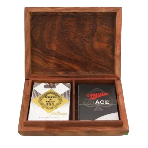 Wooden Brown Playing Card Box