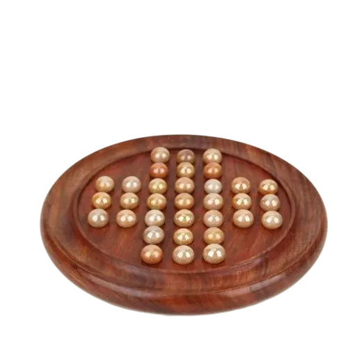 Wooden Round Solitaire Board Game