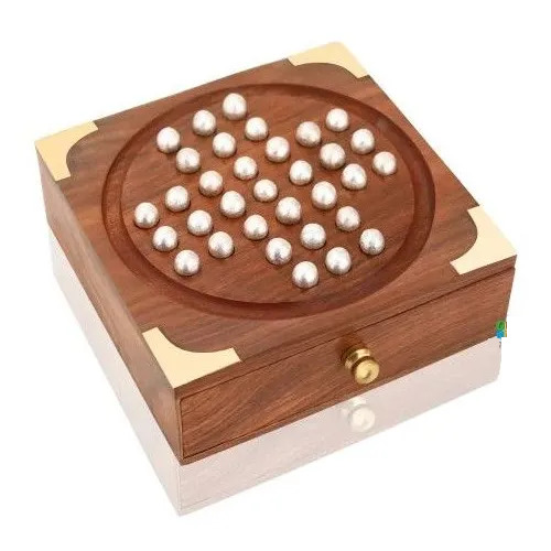 Wooden Square Solitaire Board Game