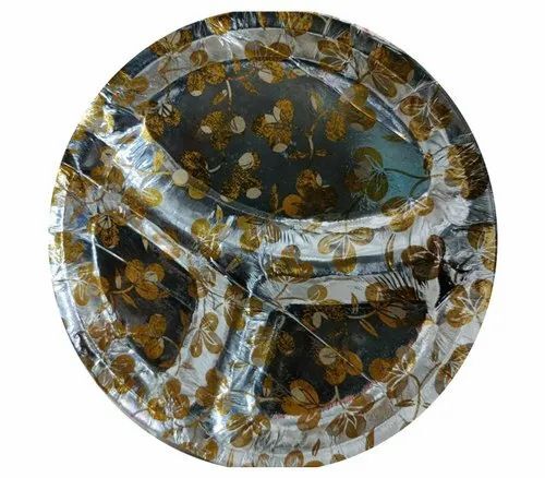 3 Compartment Silver Foil Paper Disposable Plates