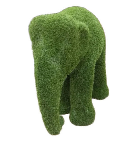 FRP Elephant Statue With Grass Fitted