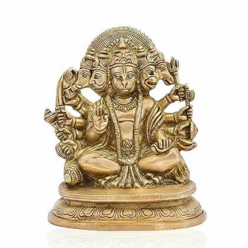 Hanuman Ji Brass Statue - Color: Golden