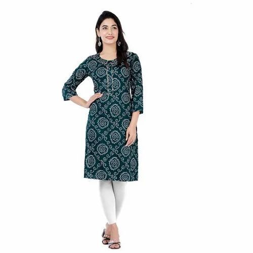 Ladies Casual Rayon Printed Kurti
