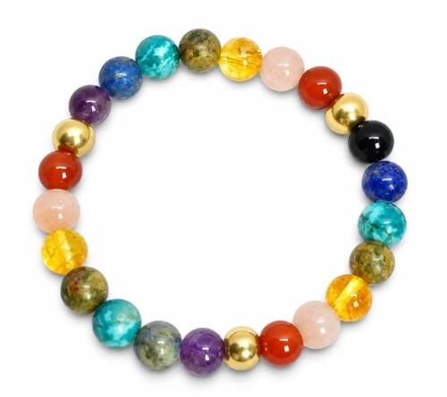 7 Chakra Bracelet With Brass Beads