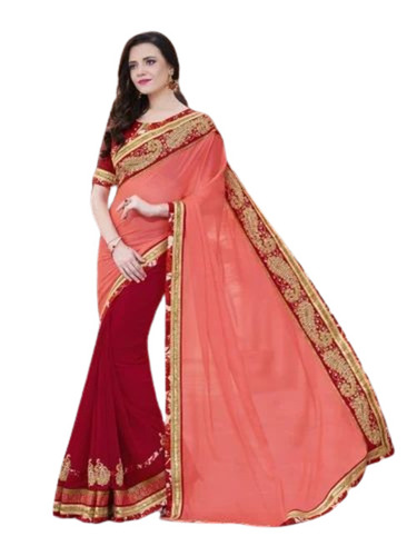 Heavy Embroidered Flower Design Saree