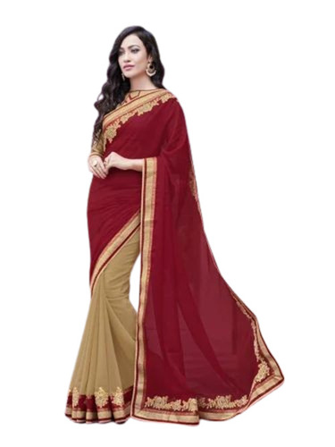 Indian Women Moss Chiffon Saree