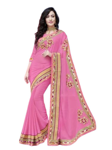 Pink Chiffon Fancy Saree