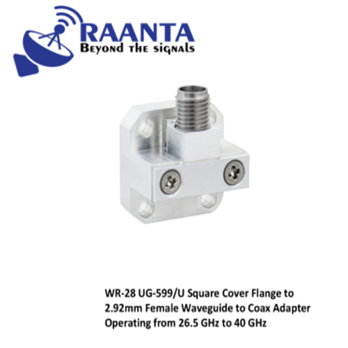 WR-28 UG-599/U Square Cover Flange to 2.92mm Female Waveguide to Coax Adapter Operating from 26.5 GHz to 40 GHz