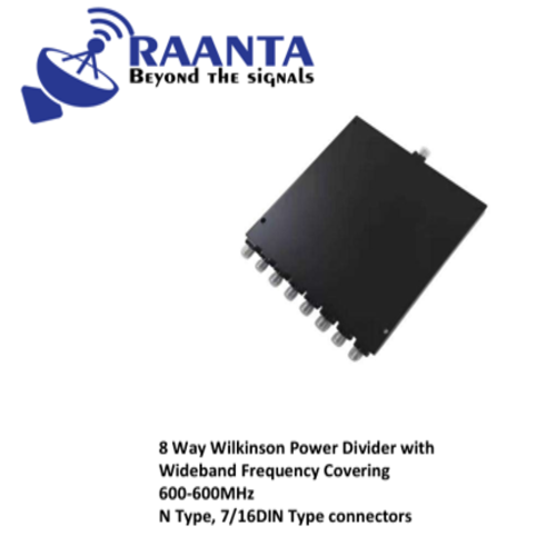 8 Way Wilkinson Power Divider with Wideband Frequency Covering 600-600MHz N Type, 7/16DIN Type connectors
