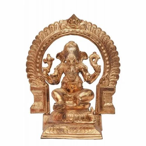 Panchaloha Seated Ganesh God Statue
