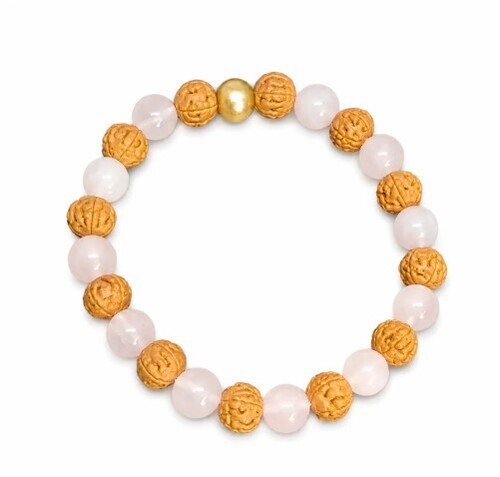 Rose Quartz And Rudraksha Bracelets