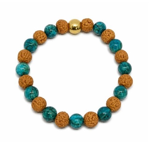 Turquoise And Rudraksha Bracelet