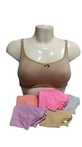 Beige Color Cotton Plain Bra