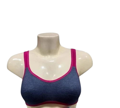 Blue Cotton Sports Bra