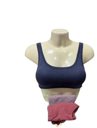 Blue Lycra Cotton Sports Bra