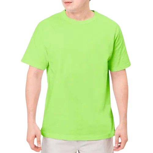 Neon Green Color Plain Cotton T Shirt