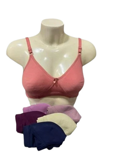 Peach Color Cotton Plain Bra