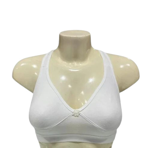 White Cotton Sports Bra