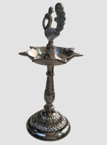 11 Inch Peacock Panchmukhi Silver Diya