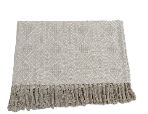 Beige Jacquard Cotton Throw