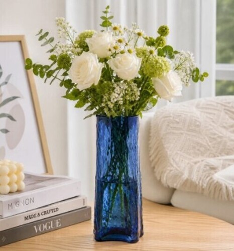 Blue Glass Flower Vase
