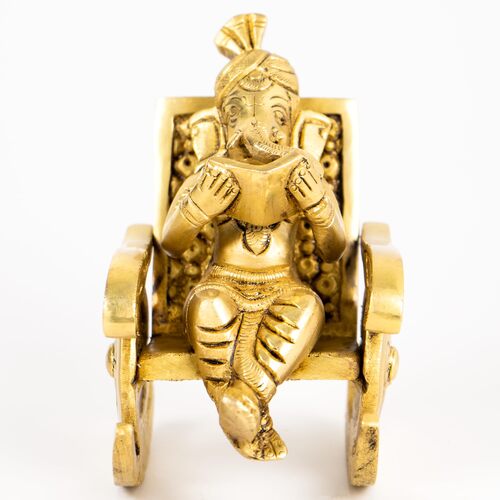 Brass Chair Ganesha God Statue