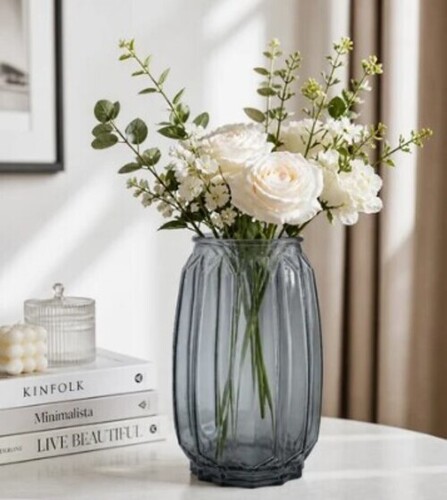 Grey Glass Flower Vase