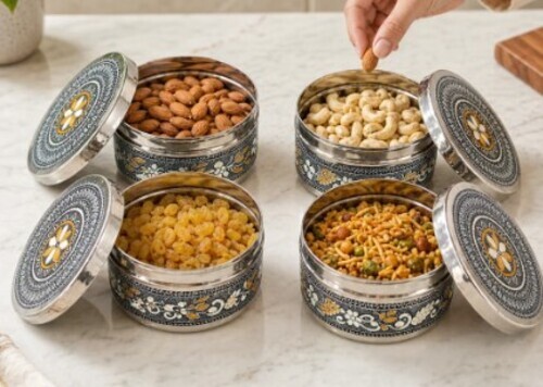 Handicraft Stainless Steel Dabba Set