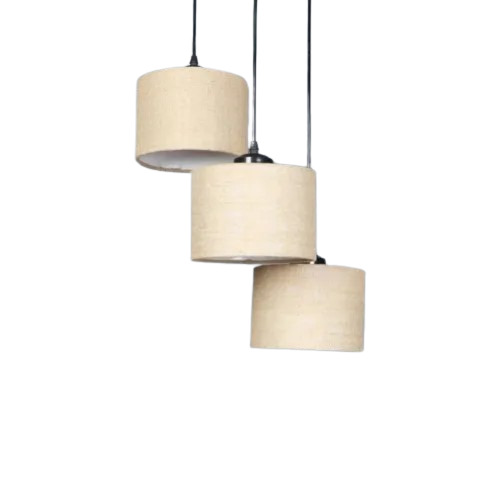 Jute Round Drum Cluster Hanging Lamp