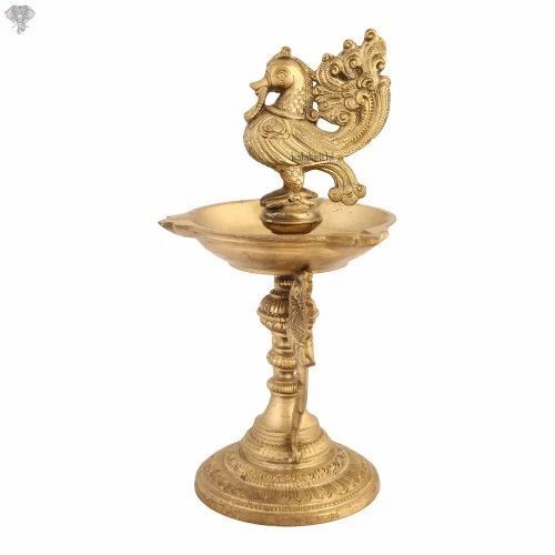 Kalakrithi Brass Peacock Diya Stand