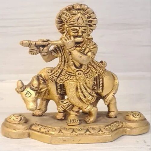 Lord Krishna With Cow Brass