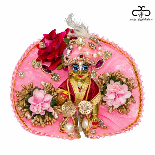 Pink Floral Laddu Gopal Poshak - Cotton, Standard Size, Pink | Lightweight, Easy to Clean, Comfortable