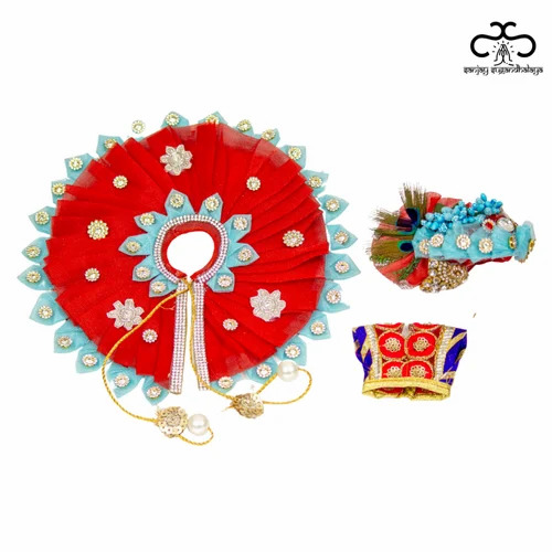 Red Laddu Gopal Poshak - Cotton, Standard, Red | Easy To Clean, Light Weight, Comfortable