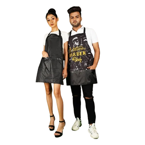 SA PR 100 Black Polyester Printed Salon Apron