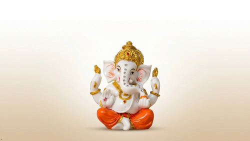 White Colour Polyresin Ganesh Idol